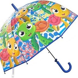 Kids Clear Bubble Umbrella, 70 Cm Dome, Automatic Open, Easy-Grip Handle, Transparent Umbrella for Boys and Girls (27Inch Tortoise Green)-picture-1