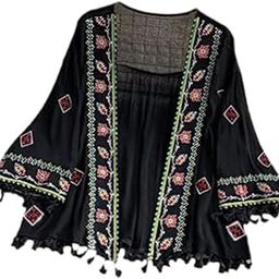 Women Cardigan Bohemian Blouse Shirt Beach Cover up for Women Bikini Dresses black-image-124