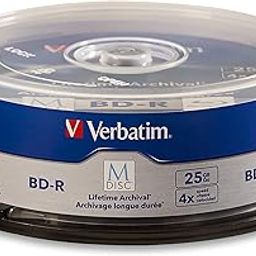 Verbatim M-Disc BD-R 25GB 4X with Branded Surface - 25pk Spindle - 98909-image-25