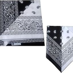 Black White Double Color Paisley Carry Printed Cowboy Handkerchief | Premium Cotton Fabric | Women's Handkerchief | Ladies Rumal | Women's Hankies for Men Girls & boys (Size 45x45 cm,pack of 2)-image-26