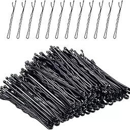 KIDZOO Metal Hair Clips BOBBY PINS U Pins TIC TAC Hair Styling Pins Juda Pin Hair dressing Salon Tool Kit Women and Girls Hair Accessories Set Black Colour (100 Bobby Pins)-image-98