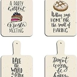 AR Creative Nothing Says Home Like The Smell Of Baking - Kitchen and Restaurant Wall Hanging For Home Decoration, Food Quotes, MDF Wooden Wall Art, Kitchen, Home, Office Decor, Wall Wood Hanger Set of 4 (11 x 18 Inch)-image-5