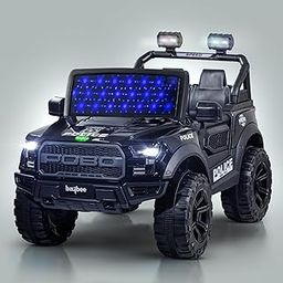 Baybee Bronco Police Edition Battery Operated Jeep for Kids, Ride on Toy Kids Car with Light & Music | Electric Jeep Battery Car | Baby Big Car for Kids to Drive 3 to 8 Years Boys Girls (Black)-image-13