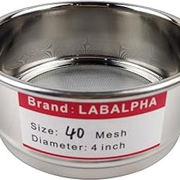 LABALPHA 40 Mesh Lab Sieves, Test Sieve #40 Mesh, 4'' Diameter, 304 Stainless Steel Wire Cloth (0.45mm)-20