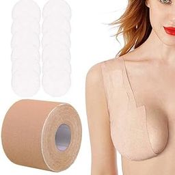 Boob Tape Nipple Pasties Multipurpose Nipple Tape Women Push Up Lifting Body Tape for Women Breast Tape Breast Lift Bra Tape Bob Tape for Breast Lift Tape 5 Meter with 10 Cotton Nipal Pad-16