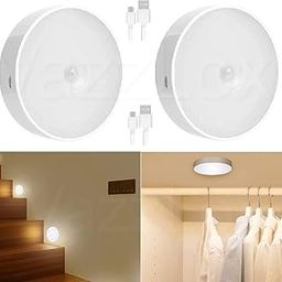 Decorcrafts Set of 2 Pieces Wireless Cordless Motion USB Rechargeable Activated Sensor Adjustable Light Safety Wall Shed Cupboard (White)-picture-20