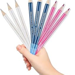 9 Pcs Tailoring Accessories Tailoring Tools, Pencil Tailor Pen with Brush Fabric Marker Pen Color Drawing Marking Pen Tailor Chalk Sewing Accessories(Blue, Pink, White)-image-49