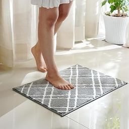 PAUDHA Knitted Geo Bath Mat | Aesthetic Geometric Pattern| Germ-Lock Protection | Anti-Skid | 5X Absorbency| Machine Washable (Slate Grey)-image-25