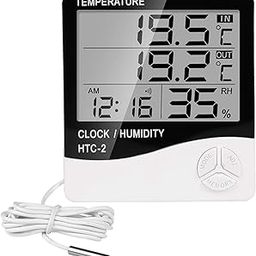 SHIVIT-HTC-2 Digital Temperature Humidity Monitor - Battery Included.Indoor/Outdoor Thermometer with Clear LCD Display, 1.3mm Sensor Wire, Wall/Table Mount-image-73