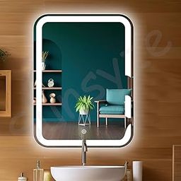 Sunsyze 18x24 Inch Rectangular Bathroom Mirror with Light | Brightness Adjustable Led Mirror | Touch Sensor Wall Mirror (Warm, White & Natural) Led Mirror for Bathroom-image-54