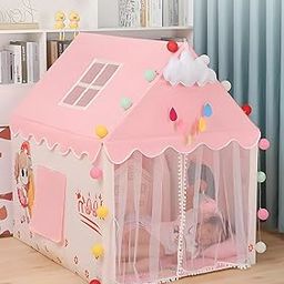 Children Boy Girls Portable Castle Playhouse | Medium Size Light Weight Kids Play Tent House for 3-13 Year Old Kids Girls and Boys (Pink Barbie Tent House)-19