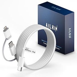 AILKIN 80W 2 IN 1 USB-C to Lightning & Type-C Charging Cable [MFi Certified] Fast PD Charging for iPhone 16/16e/16 Plus/16 Pro & Pro Max,iPhone 15/15Plus/15 Pro & Pro Max,14/13/12/11 Series & More-2