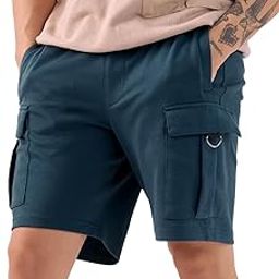 Solids: Stellar Blue Men and Boys Drawstring Cotton Lounge Shorts-10