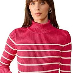 98 Degree North Women Cotton Self Design High Neck Pullover Has A Full Sleeves and Straight Hem-RG1159-F.Pink-image-10