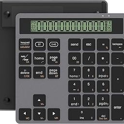 Bluetooth Number Pad - 2.4G Wireless Numeric Keypad with Display Calculator - Wireless Number Pad Slim 34-Key Portable Financial Accounting Numpad Data Entry & Calculation 2in1 for MacBook Laptop PC-image-11