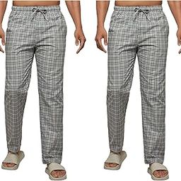 Men's Super Combed Cotton Checkered Checkmate Regular Fit Casual Style Pyjamas Elasticated Waist, Drawstring | Loungewear for Men Pack of 2-picture-11
