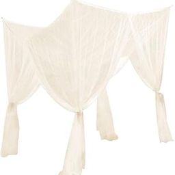 MERISHOPP 4 Corner Post Bed Canopy Mosquito Net Bedroom Hanging Bed Valance Beige-picture-26