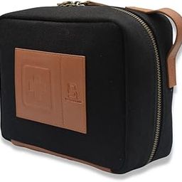 Black Leather + Canvas Medical Pouch - Compact First Aid Kit Organizer for Emergency Supplies, Medications, Bandages, and Tools - Durable, Travel-Friendly, Waterproof Design for Home, Office, Car-picture-46