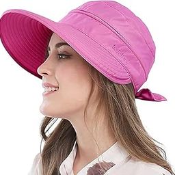 Frackson Dark Pink 2 In 1 ( Cap and Visor) Wide Brim Round Hat and Sun Visor ,UV Protection Summer Hat cap , Breathable Casual Beach Safari Hat Sun Protection Cap for Women Girl Foldable Adjustable-image-22
