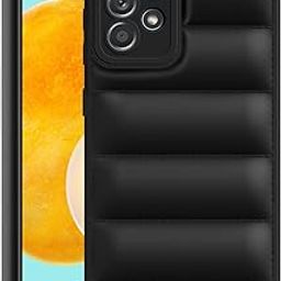 Amazon Brand - Solimo Puffer Case Camera Protection Soft Back Cover for Samsung Galaxy A52 / A52S 5G - Black - Rubber-78