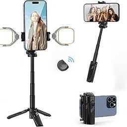 ULANZI Jj02 Selfie Stick Tripod,Extendable Grip Phone Tripod with Detachable Remote Pocket Size,3-in-1 Mini Phone Grip 2 Cold Shoe,10M/393.7'' Wireless Shutter,Vlog Livestreaming Photography,Black-6