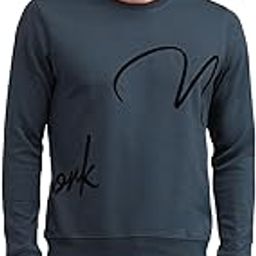 New York Men's Grey Letter Print Crew Neck Long Sleeve Casual Cotton Regular Fit Sweatshirt-image-38