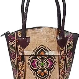 Shantiniketan Batik Handbag Red Pure Leather For Women-image-67