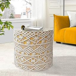 Premium Mecreme Foam Sitting Cylindrical Pouf | Pouffe| Footrest| Ottoman with Musturd Inner for Living Room, Bedroom and Kids Room (48X48X48 Cms)-image-55