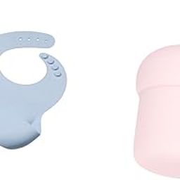 tudd Silicone Baby Bib for Feeding & Weaning Babies & Toddlers | Blue with Mini Sip | Spill-Proof Silicone Straw Cup for Kids | Pink-image-82