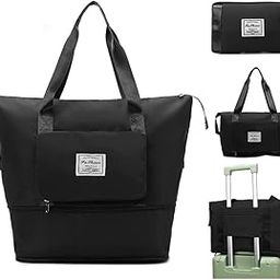 Foldable Duffle Bag for Travelling | Waterproof and Large Travel Bag for Women Luggage | Expandable & Multipurpose Large Capacity Weekender Carry Bag for Women Travel (Black)-image-67
