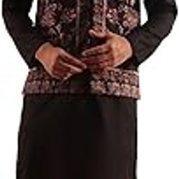 Men's Cotton Blend Black Kurta & White Pyjama With Velvet Paisley Design Nehru Jacket-picture-45