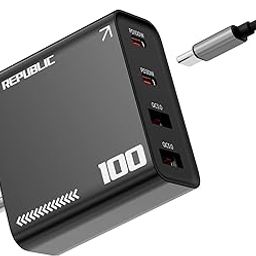 Nu Republic Cybotron 100W Dual QC USB-A + Dual PD Type-C PPS 3.0 Gan Charger with Type-C to Type-C Cable (Black)-image-43