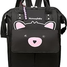 Bembika Diaper Bags for Mom and Dad, Diaper Bags for mom and Baby, Mummy Bag for Multi-Function Waterproof and Large Capacity (Bear Black)-image-98