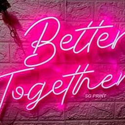 LUXURY SIGN INDIA Better Together Hanging Neon Art Wall Sign for Party Wedding Home Decor Kid Bedroom Bar 12V Warm PINK 12X24(Power Adapter Include)-image-88