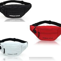 Polyester Waist Pack Travel Handy Hiking Zip Pouch Document Money Phone Belt Sport Bag for Men and Women and Adult | White Red Black | Combo Rock Black,red,White Waist Bag-image-22