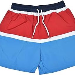 Men's Swim Shorts with Adjustable Drawstring, Quick-Dry Fabric & Comfortable Fit – Beach & Pool Wear -Red & Blue - XL Size-image-7