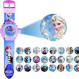 Disney Frozen Princess Wrist Silicone Watch Pink Band For Kids 24 Image Projector Hand Watch With Digital Led Display For Kids ,Multicolour-picture-37