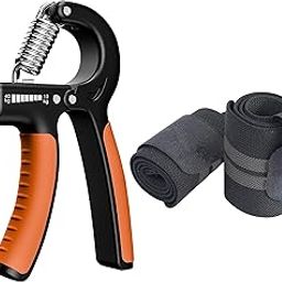 TRUE INDIAN Trending Fitness Wrist Support Band With Grip Support For Gym Exercise Workout. Wrist Wrap| Straps and Grip Gym Accessories For Men & Women Hand Grip and Wrist Support Band Combo (ORANGE GREY)-image-35