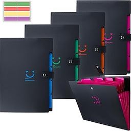 5 Pocket Expanding File Folder Smile Design - Fits A4 & Letter Size Document Organizer, Accordion File Folders, File Holder for Office, School & Home Use (Pack of 4)-image-6