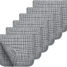 Muslin Burp Cloths 100% Cotton Muslin Cloths Large 20''x10'' Extra Soft and Absorbent 6 Pack Baby Burping Cloth for Boys and Girls by Looxii (Grey)-image-34
