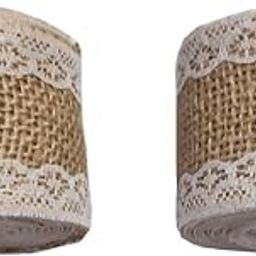 Just Flowers Natural Jute Burlap Ribbon Roll for Crafts, Decoration, DIY Art Projects, Gift Wrapping, Home Décor - With Lace (2 in Wide x 2 Mtr Long, Pack of 2, Design2)-image-66