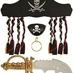 WP WANNA PARTY Pirate Set with Dagger, Eye Mask and Hook Costume Party Supplies (Black),Kid-image-5