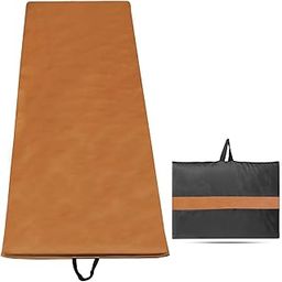 FirstFit Premium 10MM PU Leather Yoga Mat | Extra Thick Yoga Mat for Exercise, Fitness & Meditation with Carrying Strap for Men Women - Size (69 x 24 Inch) Coral-image-61