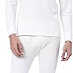 Offwhite Cotton Men Winter Thermal Top & Bottom Set-image-48
