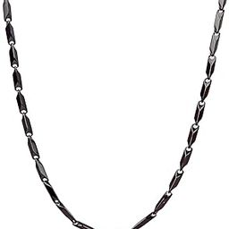 Mens Jewellery Black Rice Chain For Men Stainless Steel Rice Glossy Chain Unisex Chain For Men Boys 22 inch Stylish Black Glossy Chain Birthday Gift Velentine Gift For Bestfriend-image-93