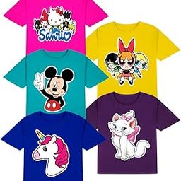 GOODLUCK BANIYAN Cotton Half Hand T-Shirt | Half Sleeves T Shirt for Girl Child| Printed Baby Kid Upper Wear| Kids Cotton T Shirts Pack of 5-17