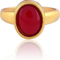 Gold Plated Oval Red Agate Ring Accessories Hand Jewelry For Men Women-image-14