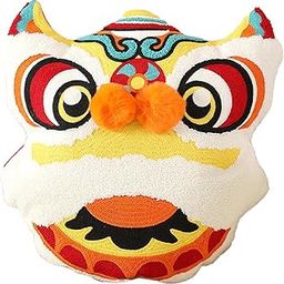 FASHIONMYDAY Fashion My Day Chinese New Year Pillow Lion Spring Festival China Home Decor 48x45cm Yellow Pillows-image-14
