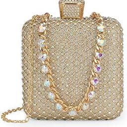 Women Embellished Square Party Clutch With Thick Wrist Strap & Detachable Chain Strap-image-56