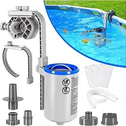 Sinbyuer Above Ground Pool Skimmer with Extra 3 Skimmer Socks, Height Adjustable Wall Mount Pool Skimmer, Enhanced Structure Floating Pool Surface Skimmer for Above Ground Pool, Remove Leaves - Grey-image-63
